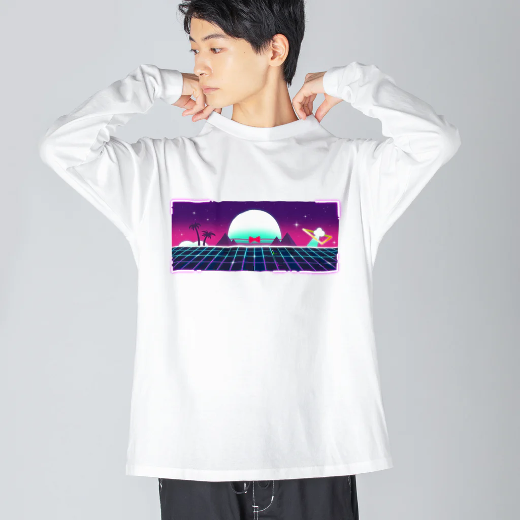 いちぼ君のお店のICHIBO-SynthWave Big Long Sleeve T-Shirt