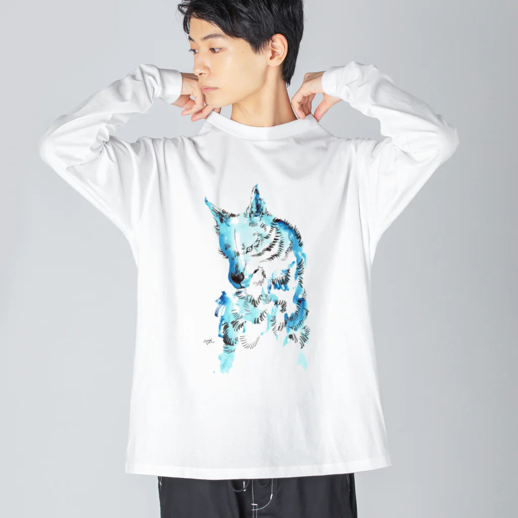 made blueのWatercolor wolf Big Long Sleeve T-Shirt