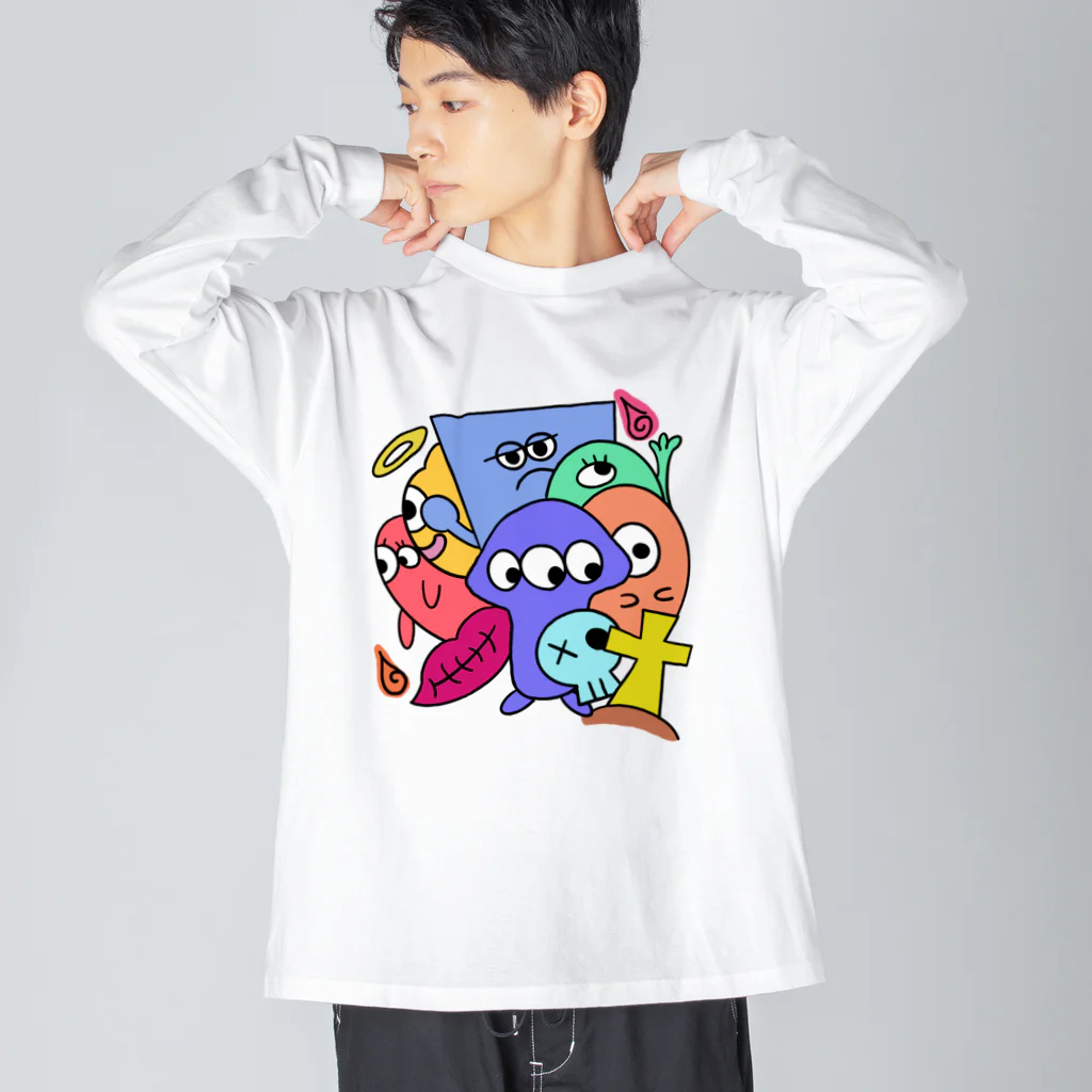 おはる屋さんのカラフルなおばけ達 Big Long Sleeve T-Shirt