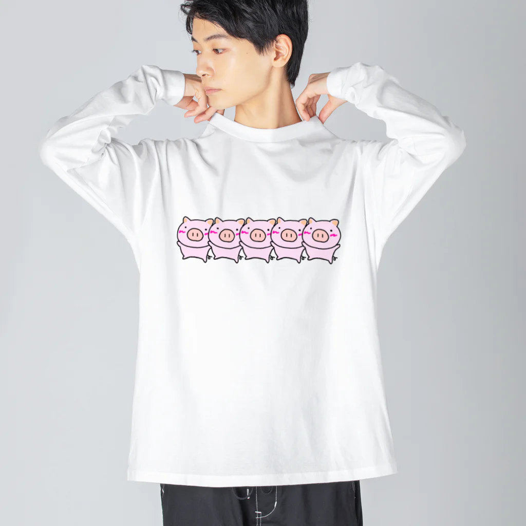 ぶたこさん。のぶたこのラインダンス(立) Big Long Sleeve T-Shirt