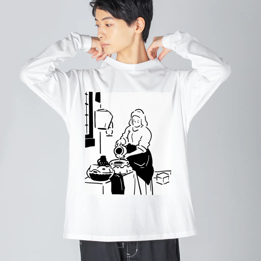 山形屋米店の牛乳を注ぐ女 Big Long Sleeve T-Shirt