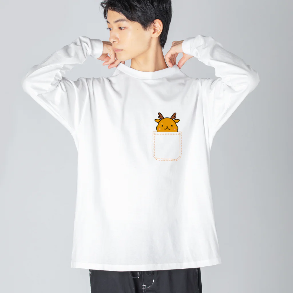 ゆるも鹿々堂のポケットインまめしか Big Long Sleeve T-Shirt