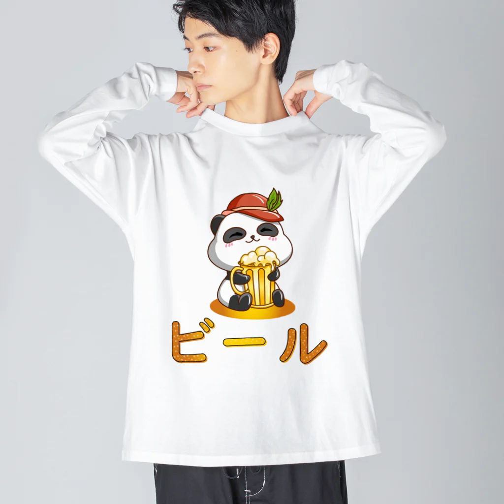 kawaiitopsの Cute Panda Drinking Beer Octoberfest ビッグシルエットロングスリーブTシャツ