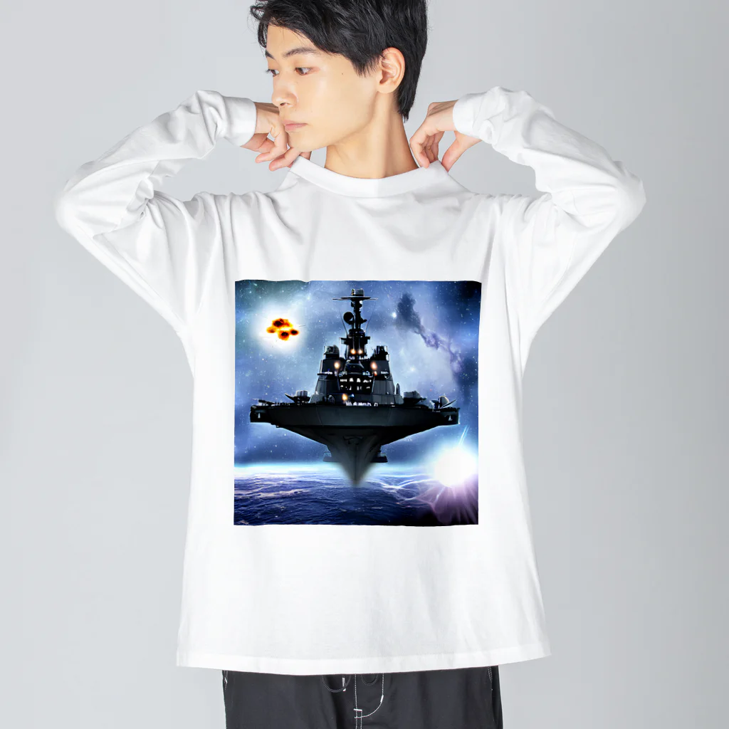 星空愛好会「ドリームペガサス」の宇宙戦艦パトシップ 루즈핏 롱 슬리브 티셔츠
