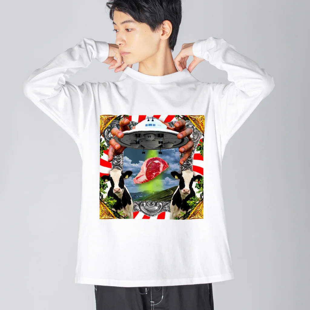 田中黄色水晶の🐄🛸キャトられ肉🥩🌿 ビッグシルエットロングスリーブTシャツ