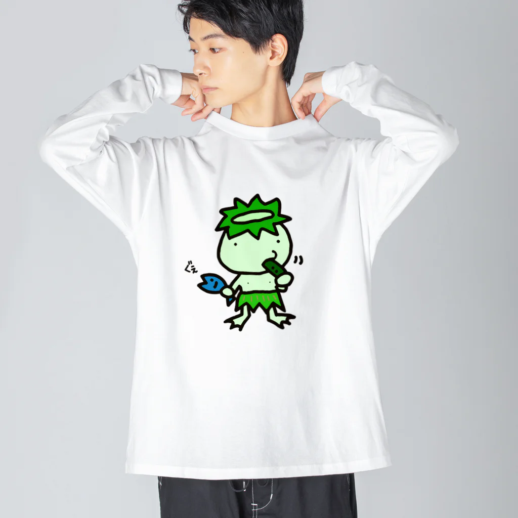 amakara_のきゅうり喰うカッパ Big Long Sleeve T-Shirt