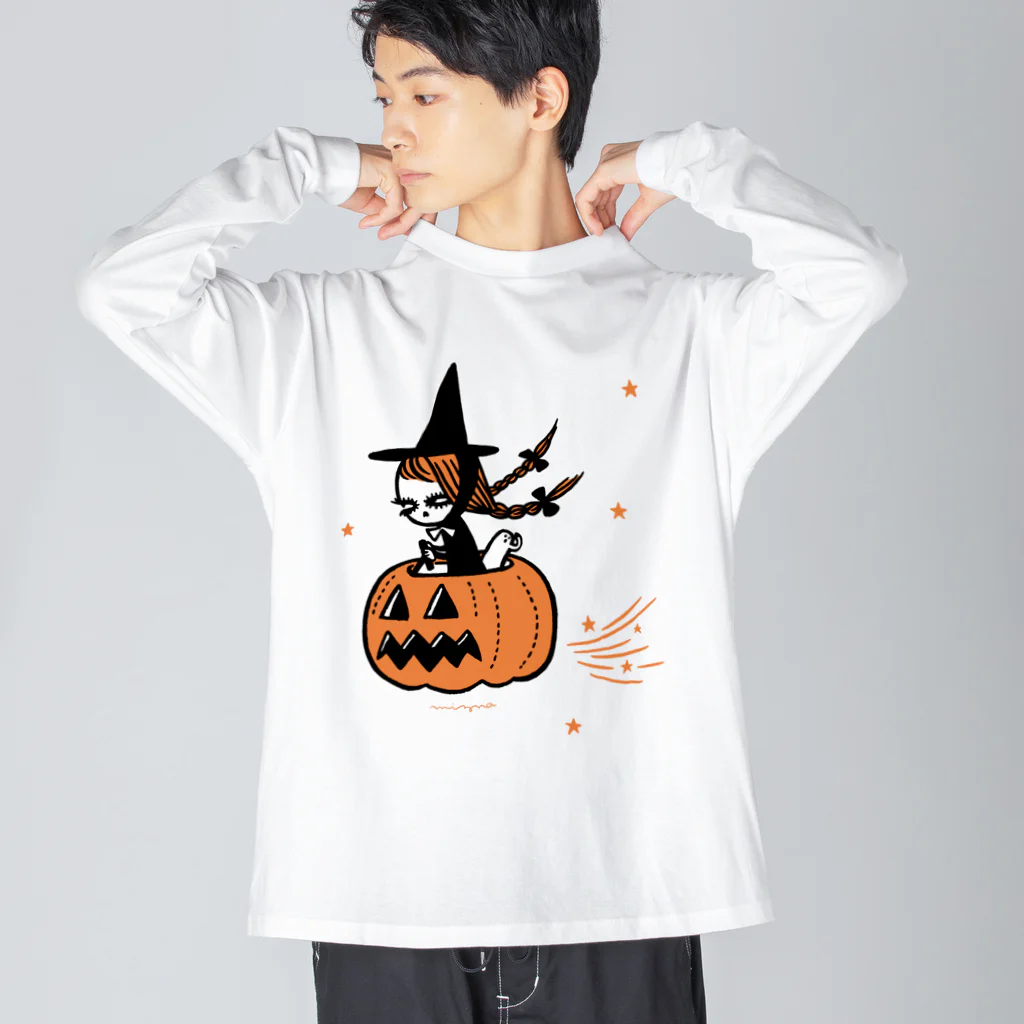 Mizna WadaのThe Pumpkin Riding Witch ビッグシルエットロングスリーブTシャツ