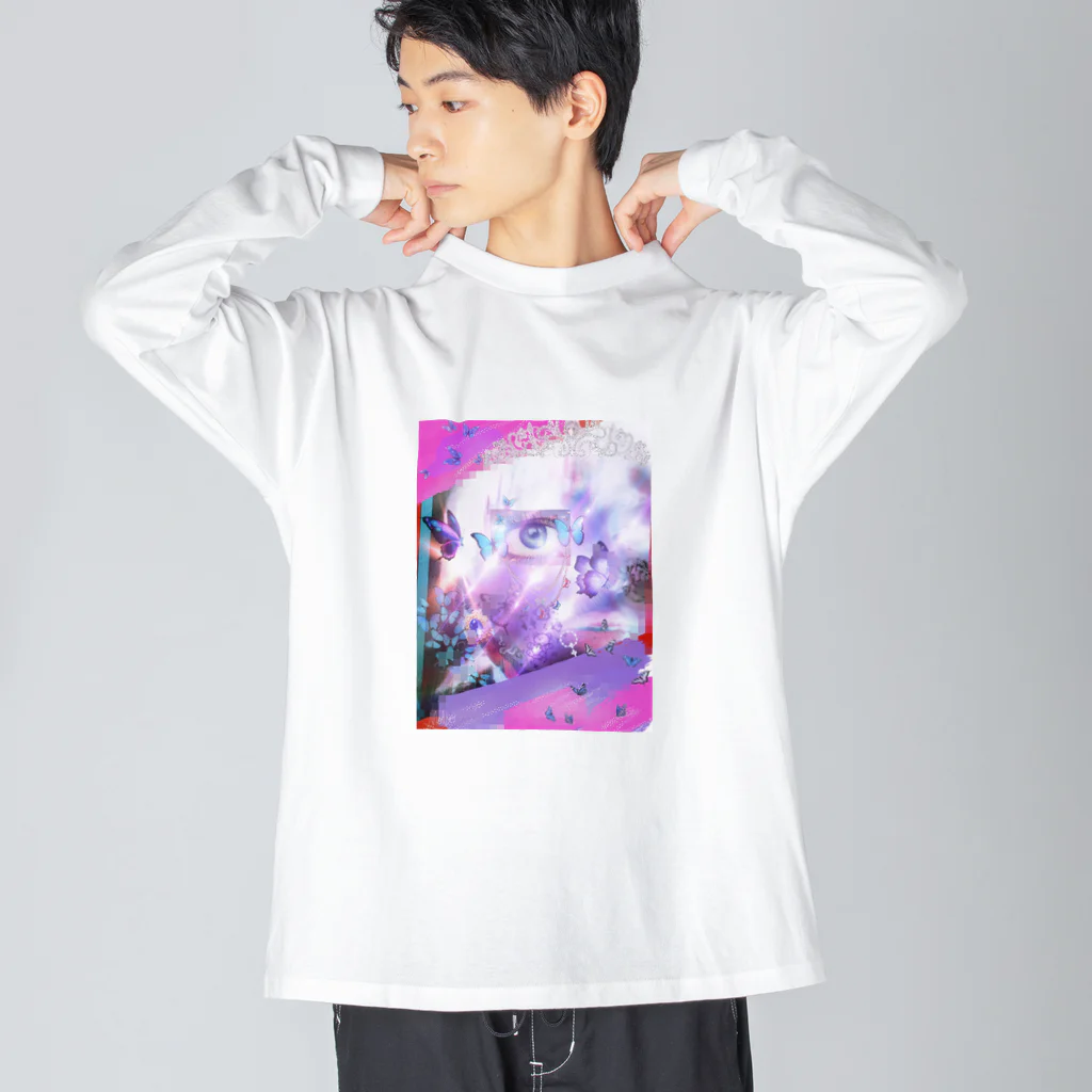 Veliedo (ベリエッド)のピンク目の蝶々 Big Long Sleeve T-Shirt