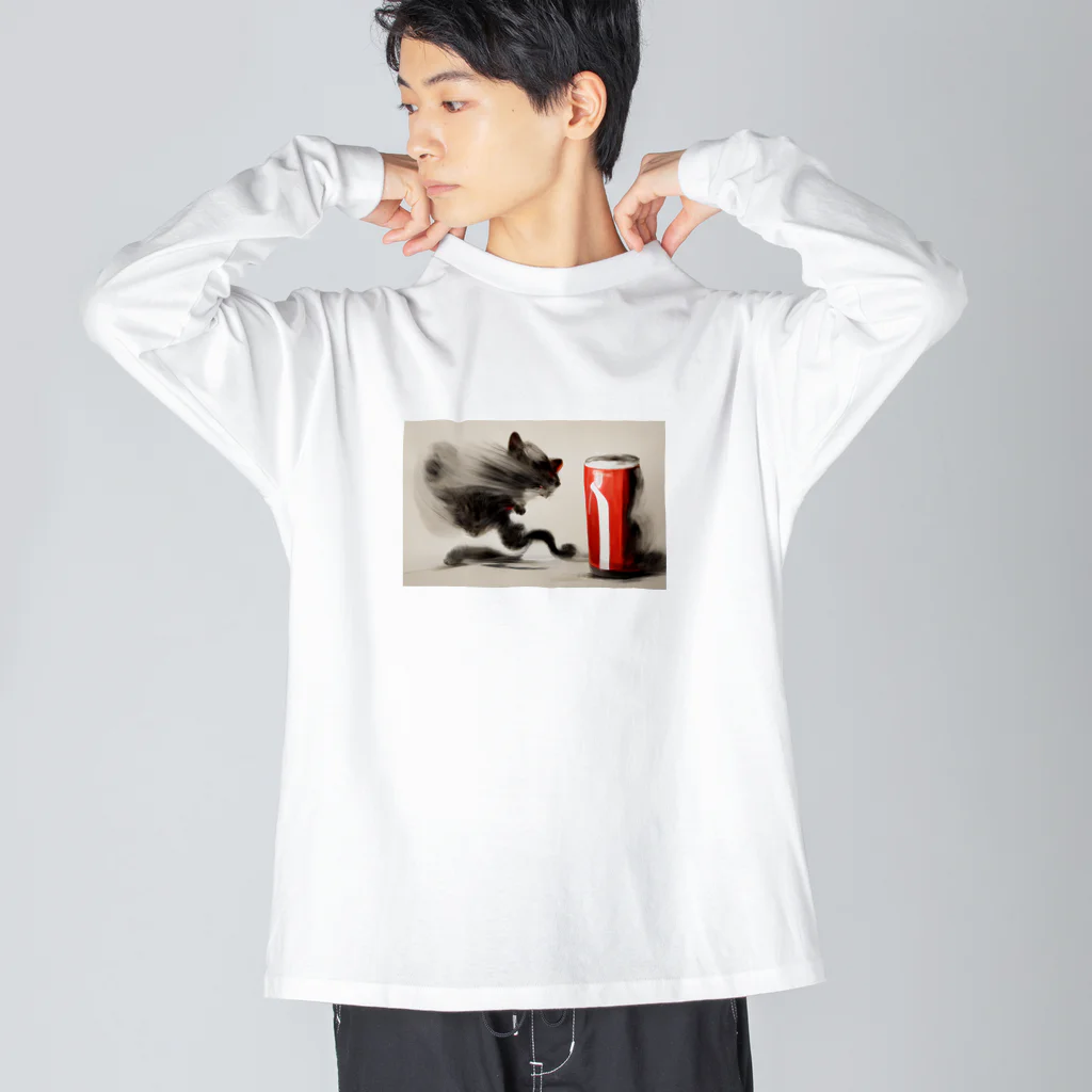 ハルいちLabの躍動感のある猫とコーラ Big Long Sleeve T-Shirt