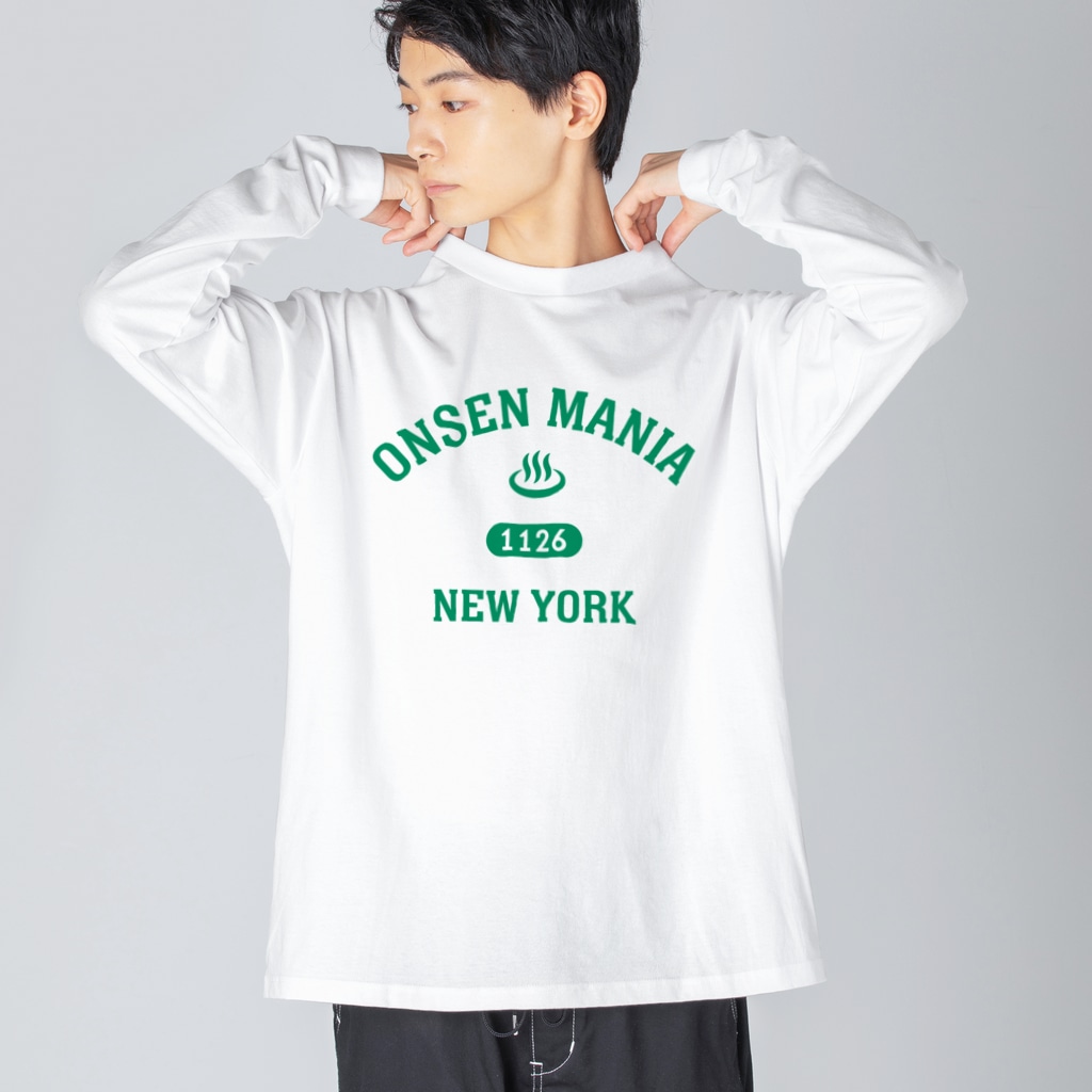 対象Tシャツ★1,000円引きセール本日最終日！！！のONSEN MANIA (グリーン) Big Long Sleeve T-Shirt