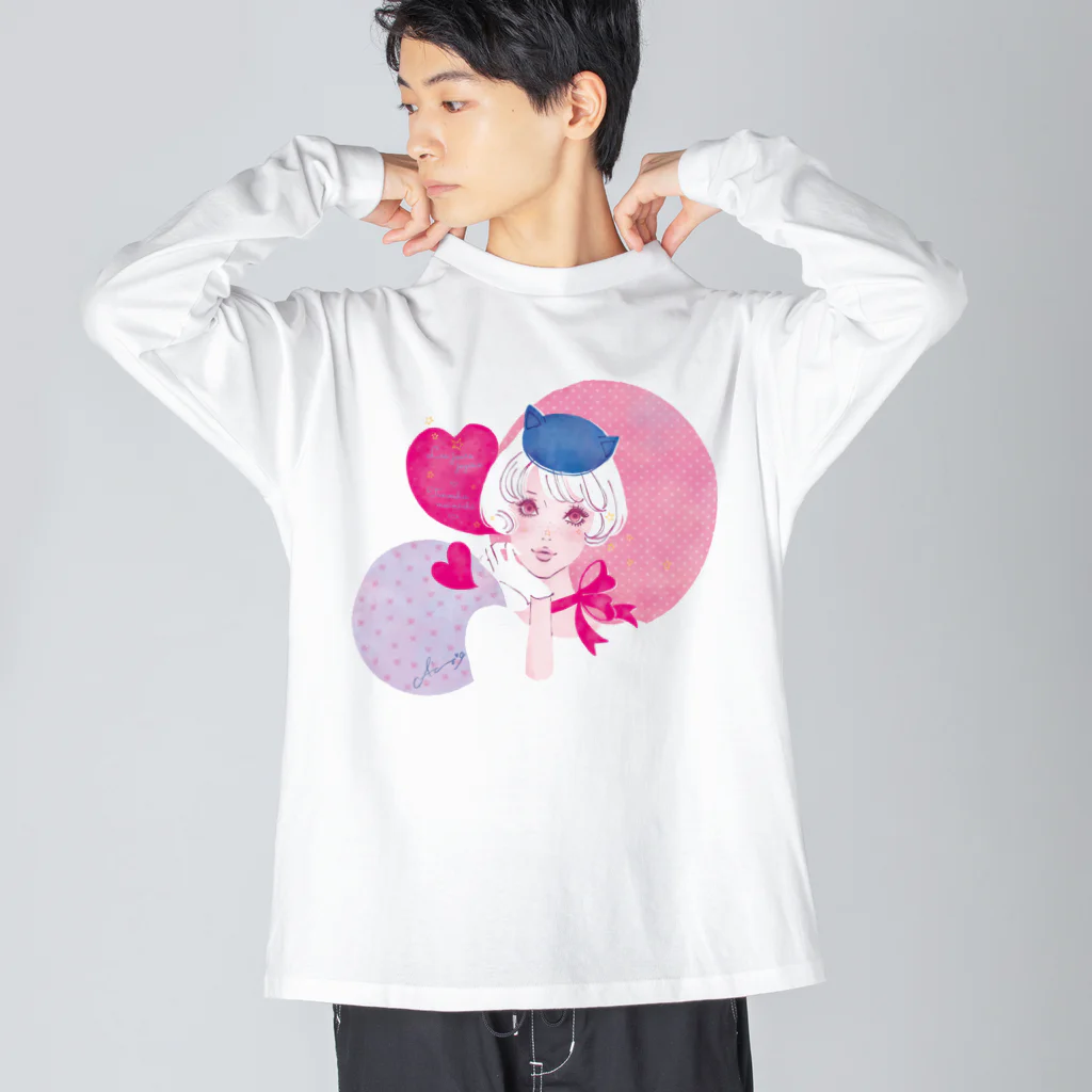 蛯原あきらのねこ耳お帽子 ビッグシルエットロングスリーブTシャツ