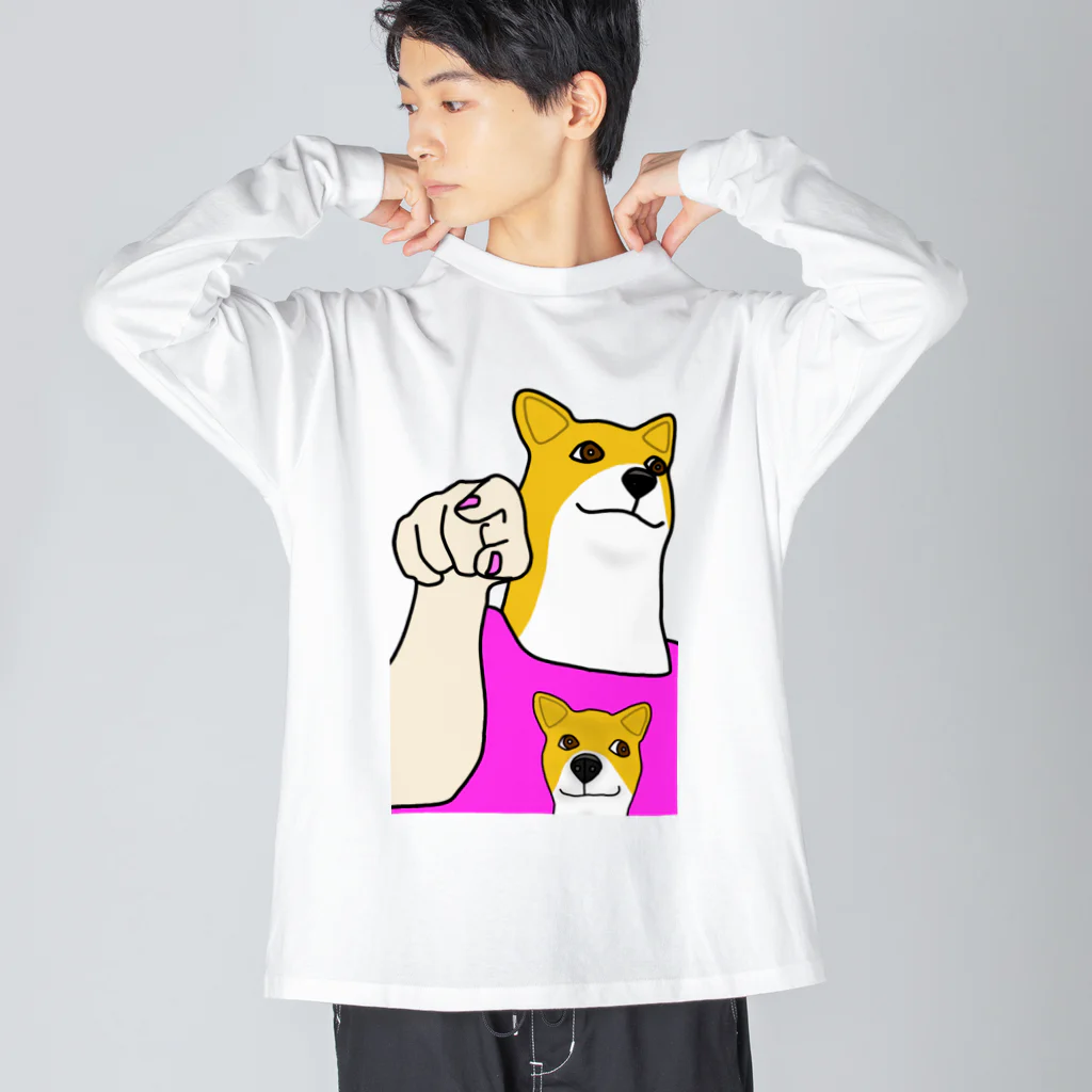 メガピンのBossyポチ ビッグシルエットロングスリーブTシャツ