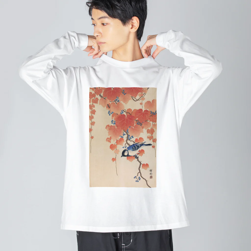 寿めでたや(ukiyoe)の蔦に四十雀 ビッグシルエットロングスリーブTシャツ