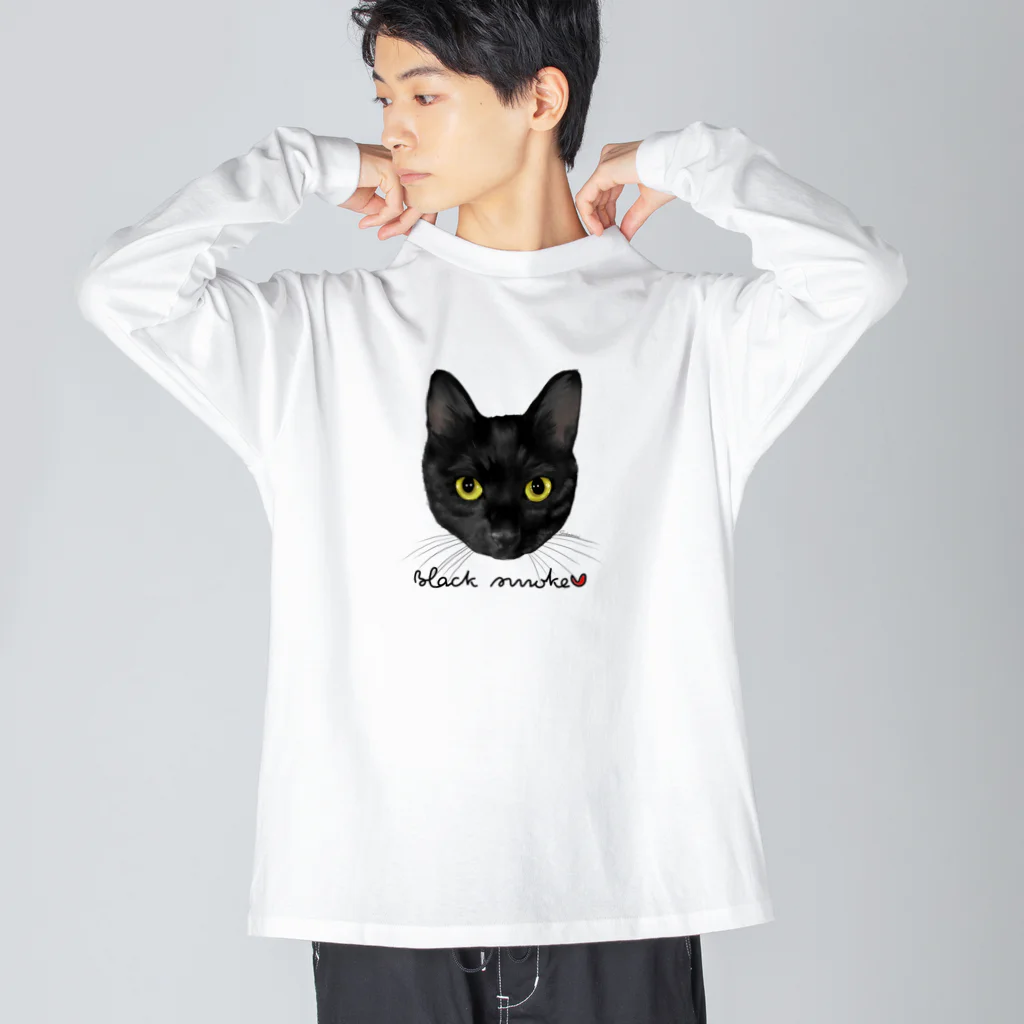 しろくまるいるいと動物たちのブラックスモークタビー ビッグシルエットロングスリーブTシャツ