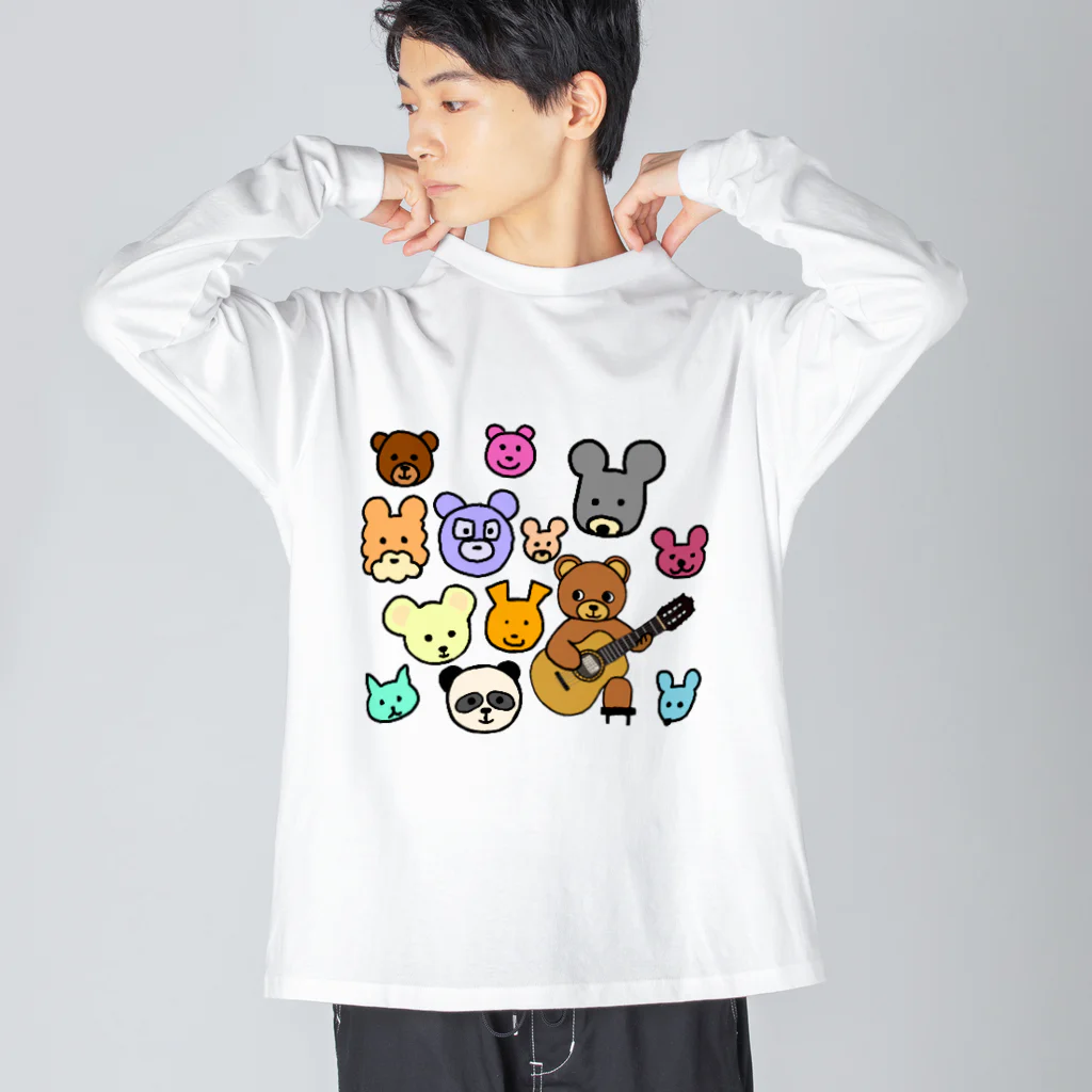 HiRoMi...のギタくまちゃん1 ビッグシルエットロングスリーブTシャツ