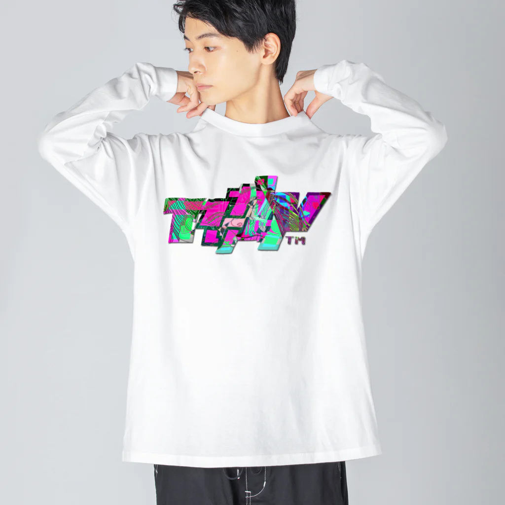 VRIGVTVSHI のアリガタシ™ NEON WHITE ビッグシルエットロングスリーブTシャツ