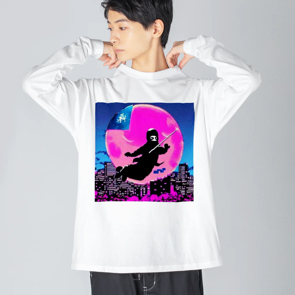 MedicalKUNの圧倒的芸術感の月夜の忍者★ ビッグシルエットロングスリーブTシャツ