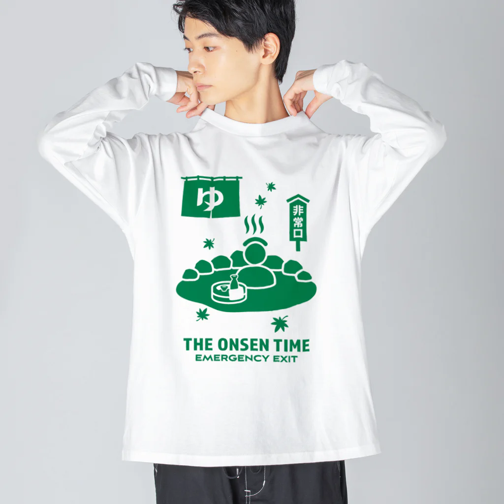 kg_shopのTHE ONSEN TIME【非常口パロディ】 ビッグシルエットロングスリーブTシャツ