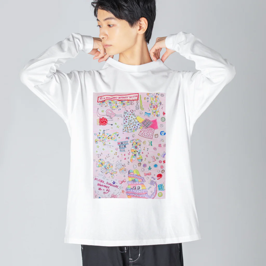 nijiiro_kimagure_handmade ぬぃみのぬぃみの相棒のミミィ ビッグシルエットロングスリーブTシャツ