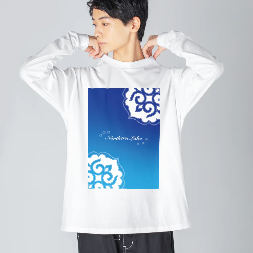 Loveuma. official shopのNorthern Lake's Ainu pattern（Full graphic） Big Long Sleeve T-Shirt