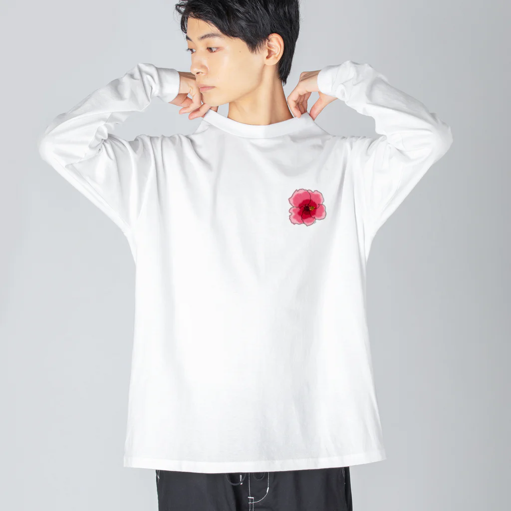 rukappleのピンクハイビスカス　Pink Hibiscus ビッグシルエットロングスリーブTシャツ