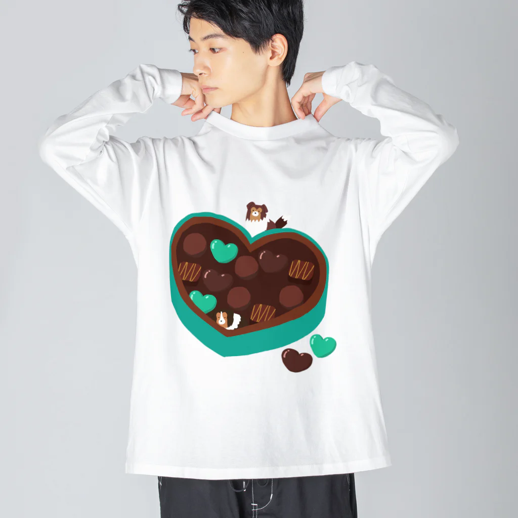 Kotetsu diary(SUZURI店)のシェルティ×チョコ(ミントカラー) Big Long Sleeve T-Shirt