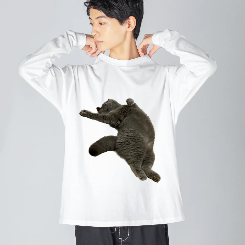 むっちり猫のむっちり丸のお腹ぽっこりむっちり丸 ビッグシルエットロングスリーブTシャツ