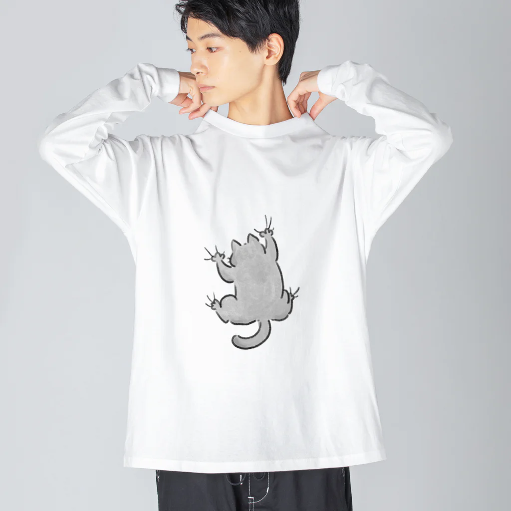 横山　ぐぐのyojiyoji灰猫 Big Long Sleeve T-Shirt