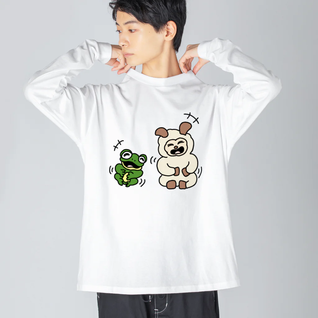 須田ふくろうのヒツジトカエル 大笑いするふたり ビッグシルエットロングスリーブTシャツ