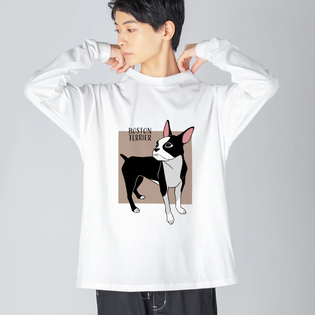 ボストンテリアのビッグシルエットロングスリーブTシャツ