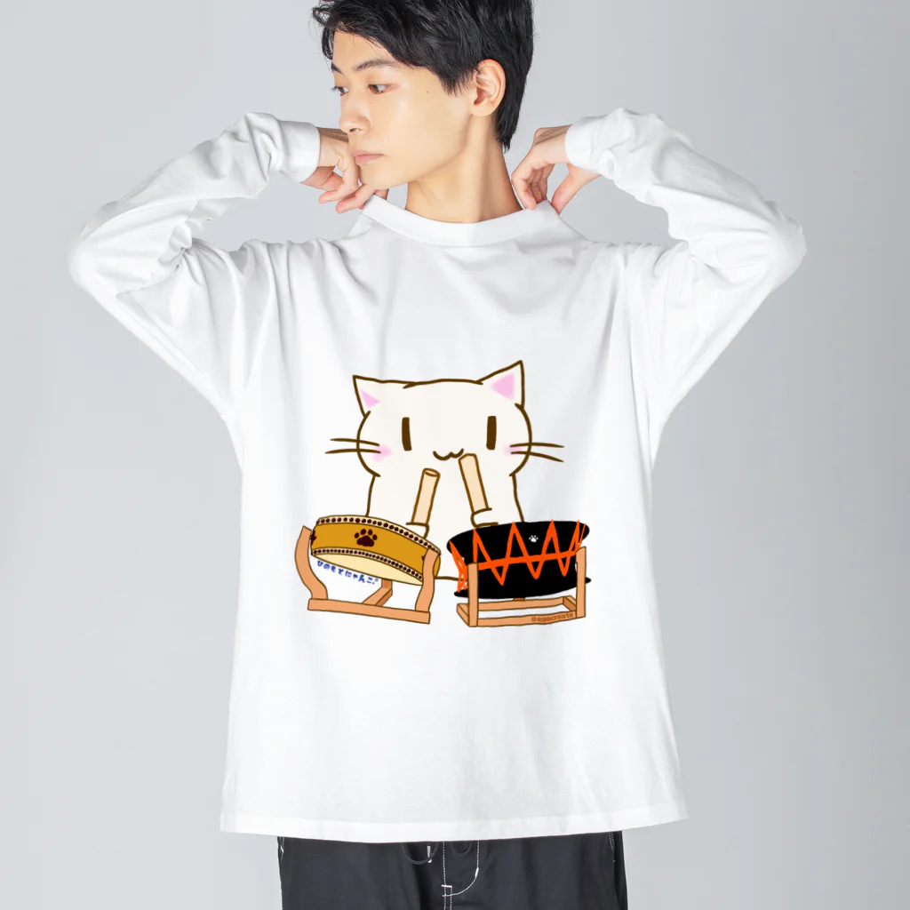 絵娯クリエイトのひのもとにゃんこ®️ 太鼓 / 雪ちゃん Big Long Sleeve T-Shirt