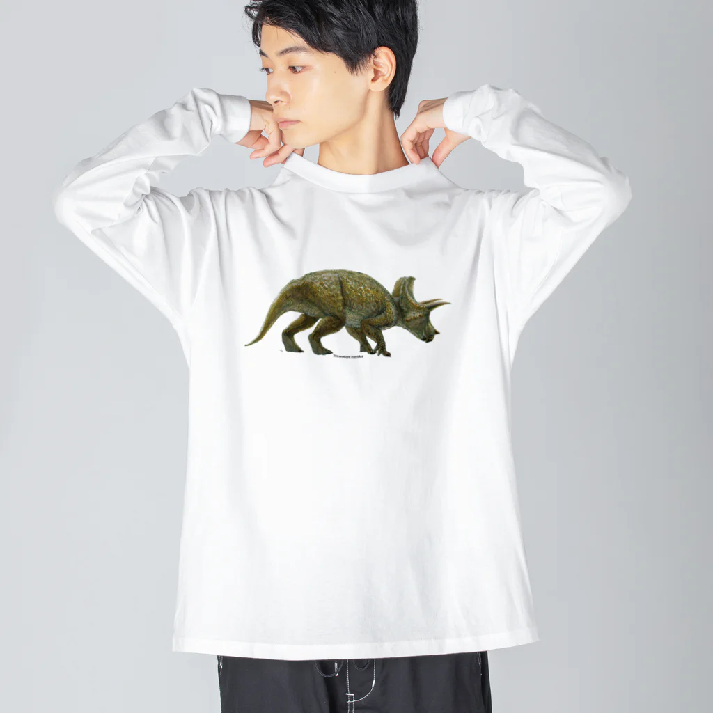 segasworksのTriceratops horridus(トリケラトプス ・ホリドゥス)着彩画 ビッグシルエットロングスリーブTシャツ