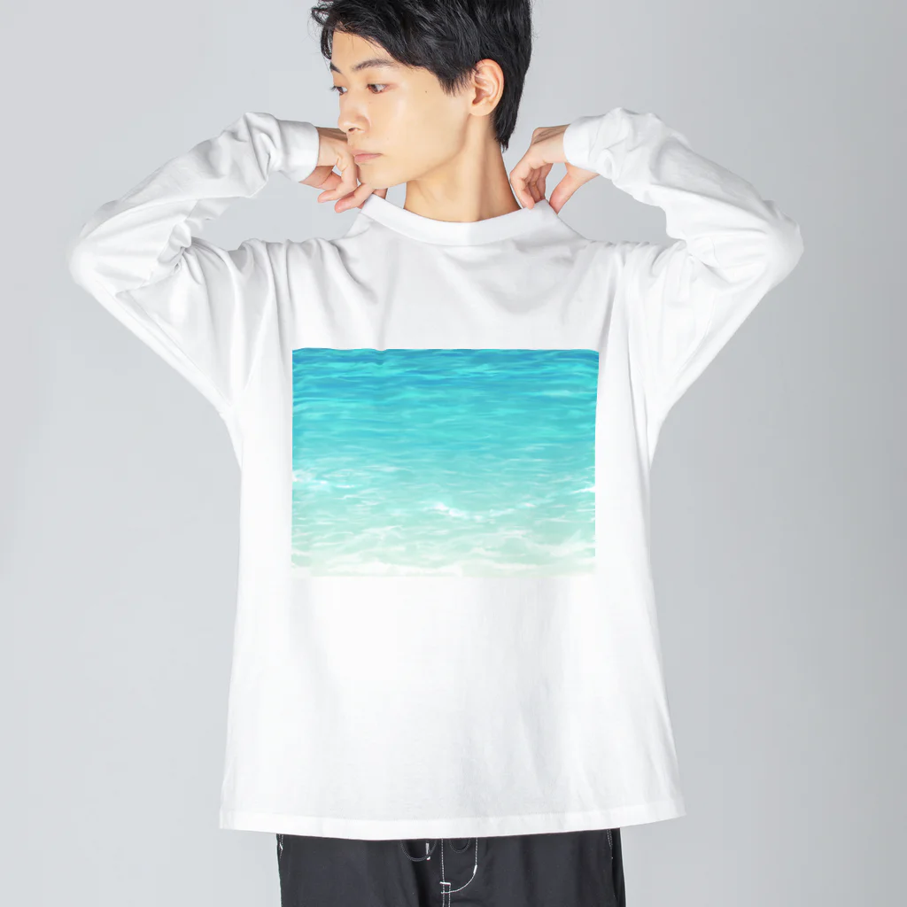 しろくろショップの海の水面 ビッグシルエットロングスリーブTシャツ