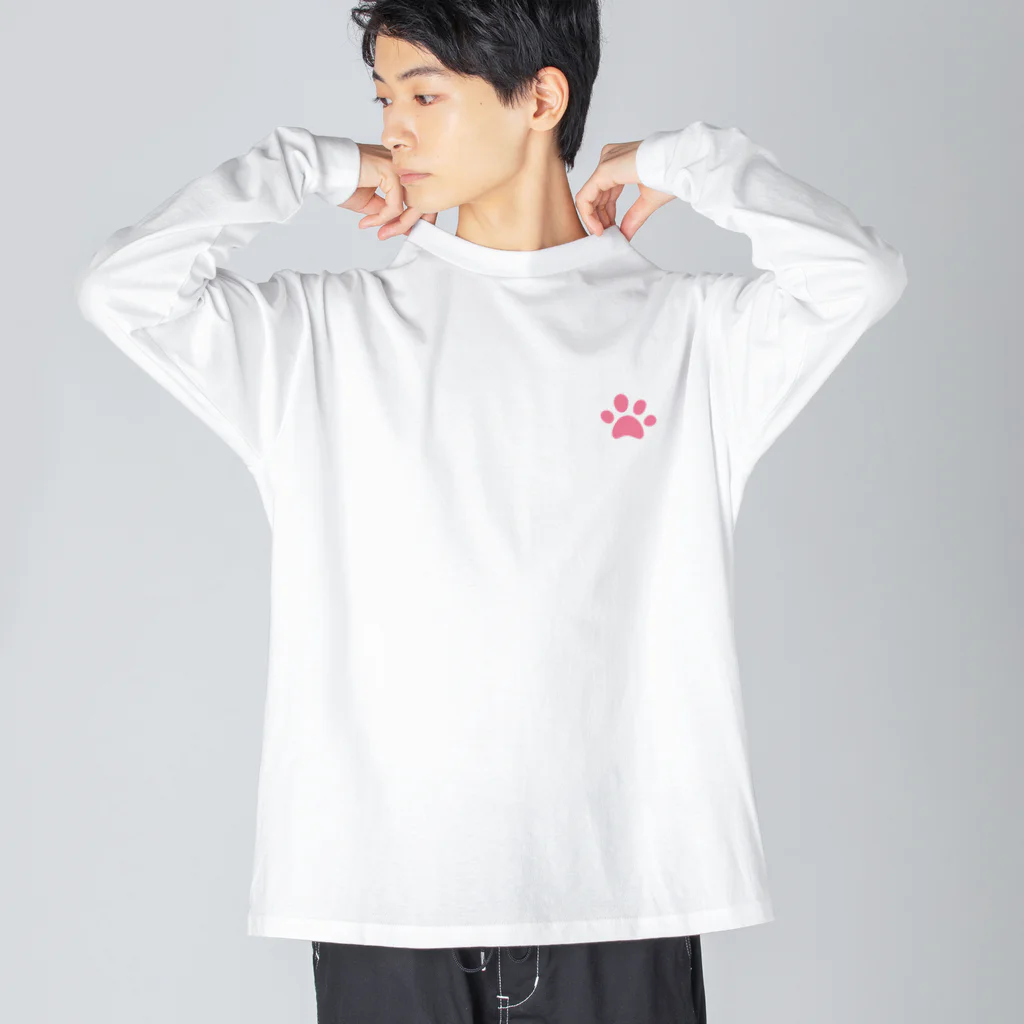 ねこといっしょに🐈猫グッズ専門店🐾のピンクの肉球 Big Long Sleeve T-Shirt
