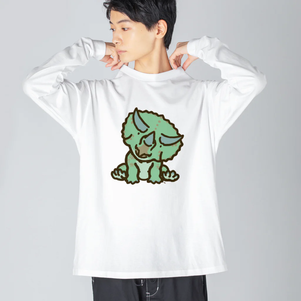 segasworksのトリケラちゃん（お座り）首傾げ ビッグシルエットロングスリーブTシャツ