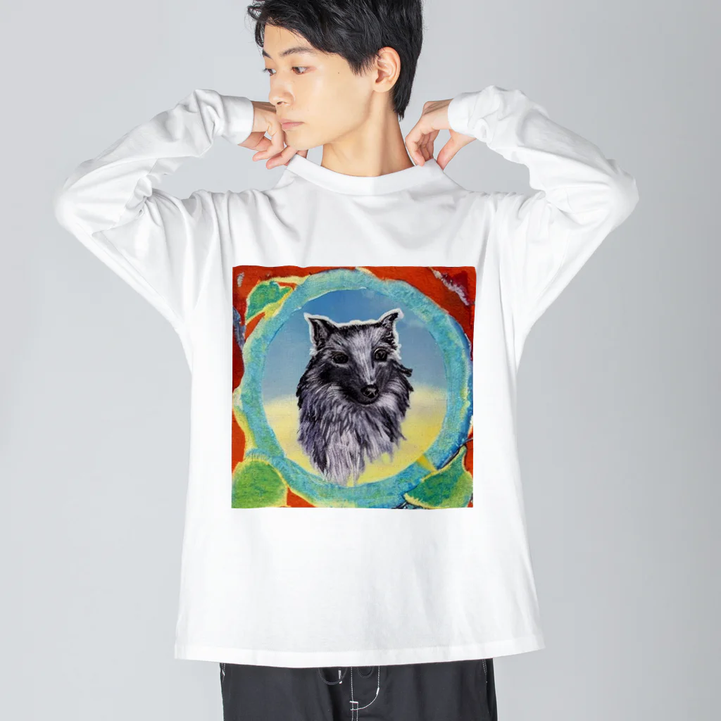 Yossy's Item Factoryの絵画風の犬 ビッグシルエットロングスリーブTシャツ