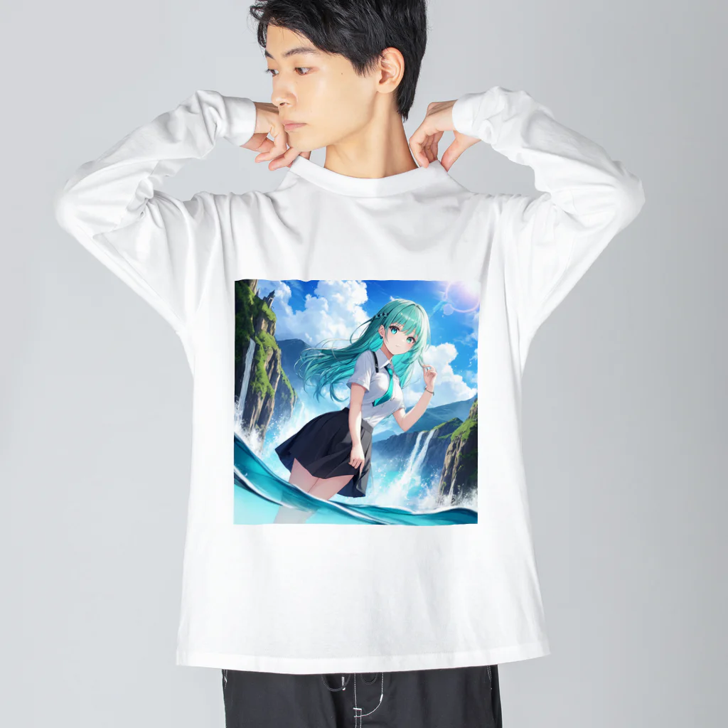 未来アニメスタジオのAIキャラクター ビッグシルエットロングスリーブTシャツ