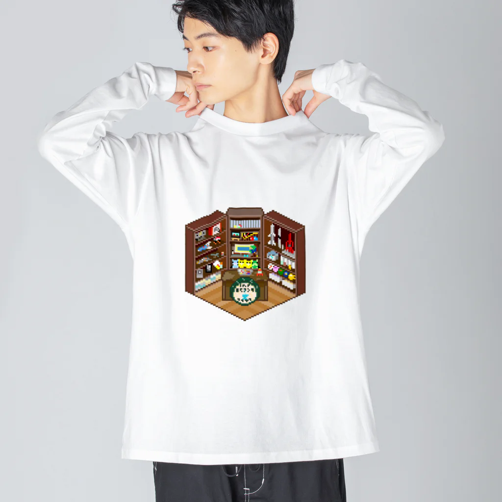 脱サラ賢者タカの岡田斗司夫ゼミスタジオ風なピクセルルームTシャツ ビッグシルエットロングスリーブTシャツ