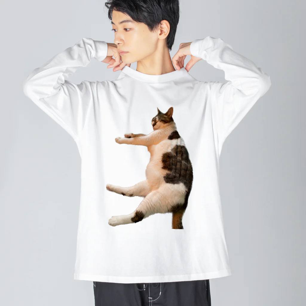 茶虎レオンのぷよんぷよんコロン猫 Big Long Sleeve T-Shirt