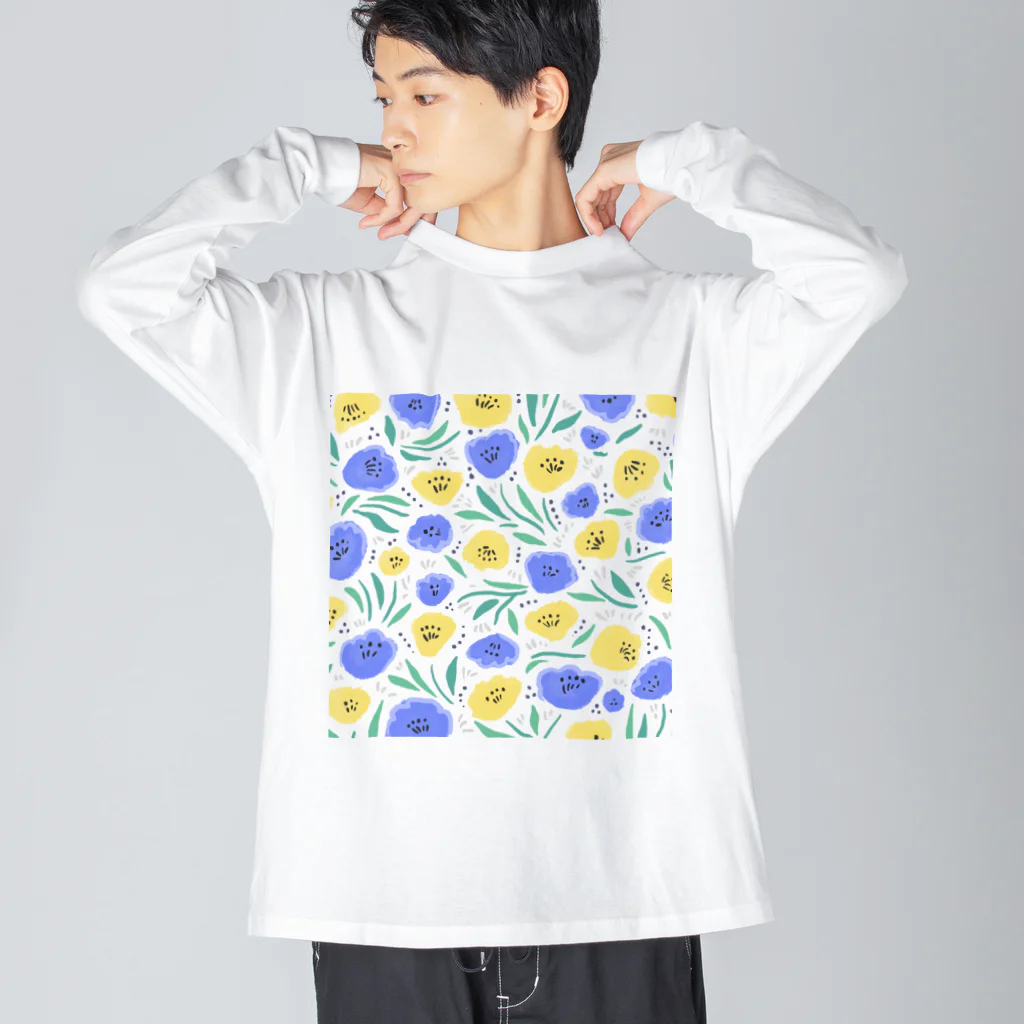 Katie（カチエ）の抽象的な手描きの花柄 ビッグシルエットロングスリーブTシャツ