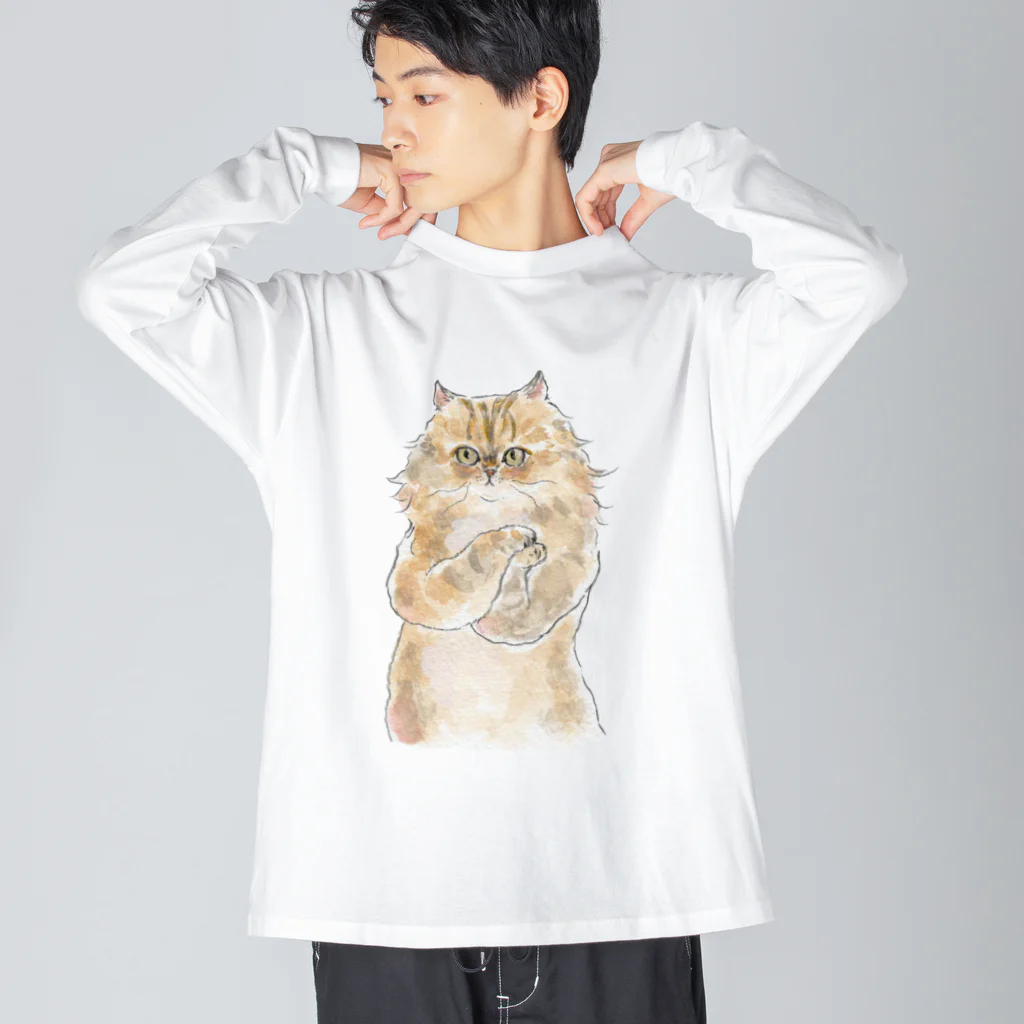 トコロコムギのおねだりにゃんこ ビッグシルエットロングスリーブTシャツ