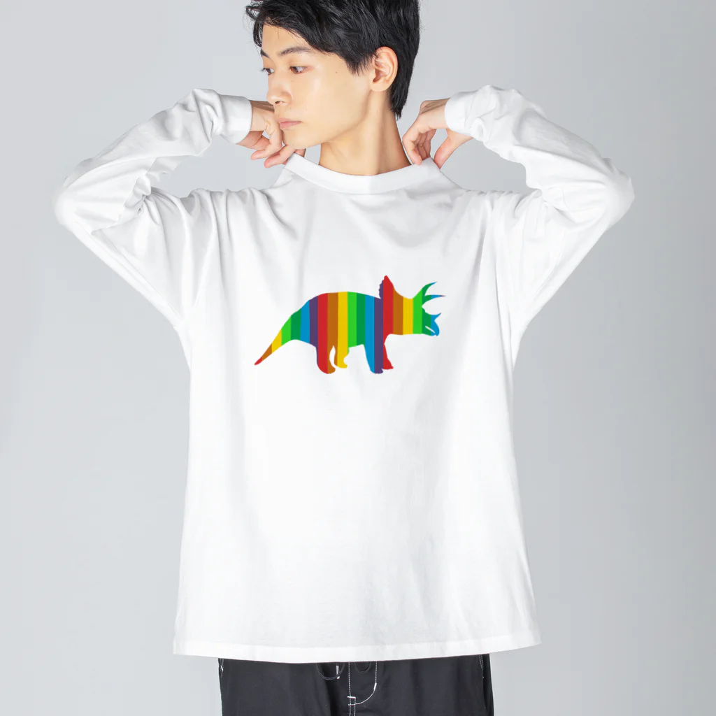 chicodeza by suzuriのカラフルなトリケラトプス Big Long Sleeve T-Shirt