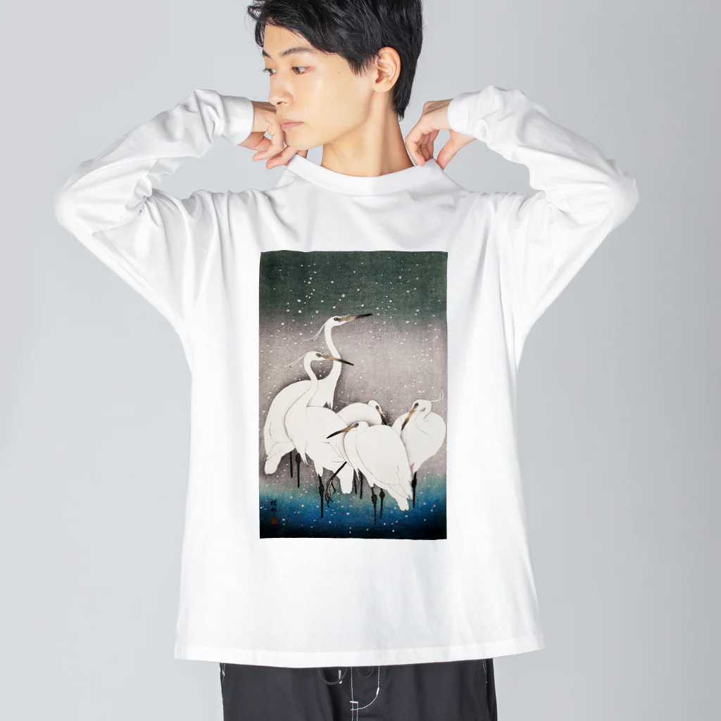 MUGEN ARTの小原古邨　雪中群鷺（白鷺の群れ）日本のアートTシャツ＆グッズ Big Long Sleeve T-Shirt
