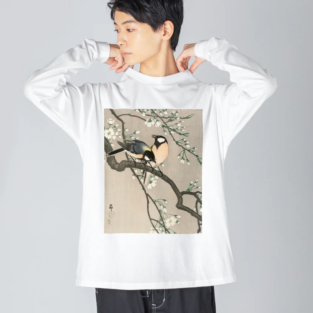 MUGEN ARTの小原古邨　桜の枝に四十雀 Ohara Koson 日本のアートTシャツ＆グッズ ビッグシルエットロングスリーブTシャツ