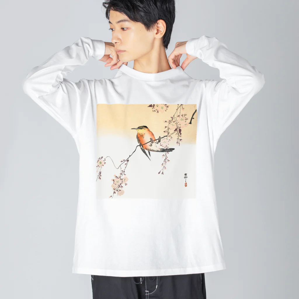 MUGEN ARTの小原古邨　桜と鳥　Ohara Koson 日本のアートTシャツ＆グッズ ビッグシルエットロングスリーブTシャツ