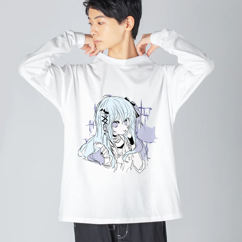 blossomの淡色青紫系女の子 ビッグシルエットロングスリーブTシャツ