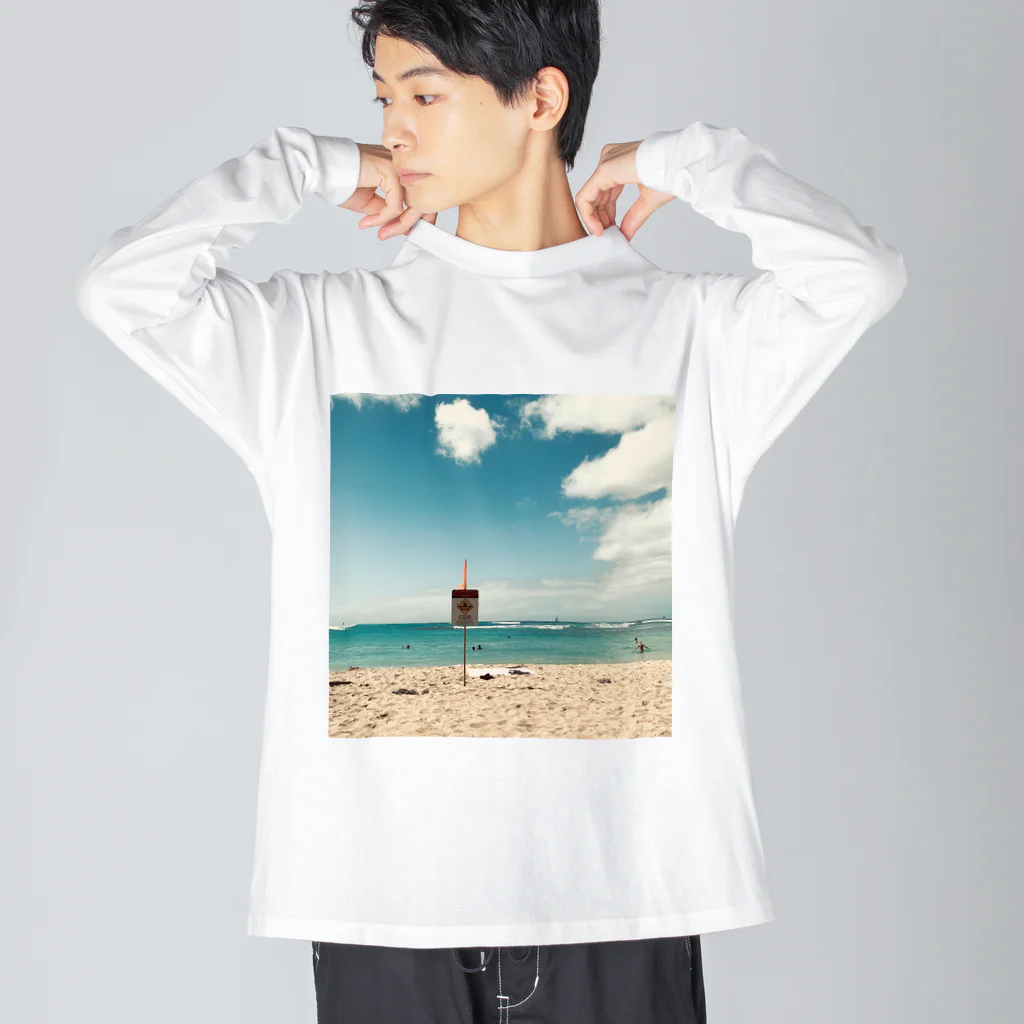 citron_citronの海、砂浜、空 ビッグシルエットロングスリーブTシャツ