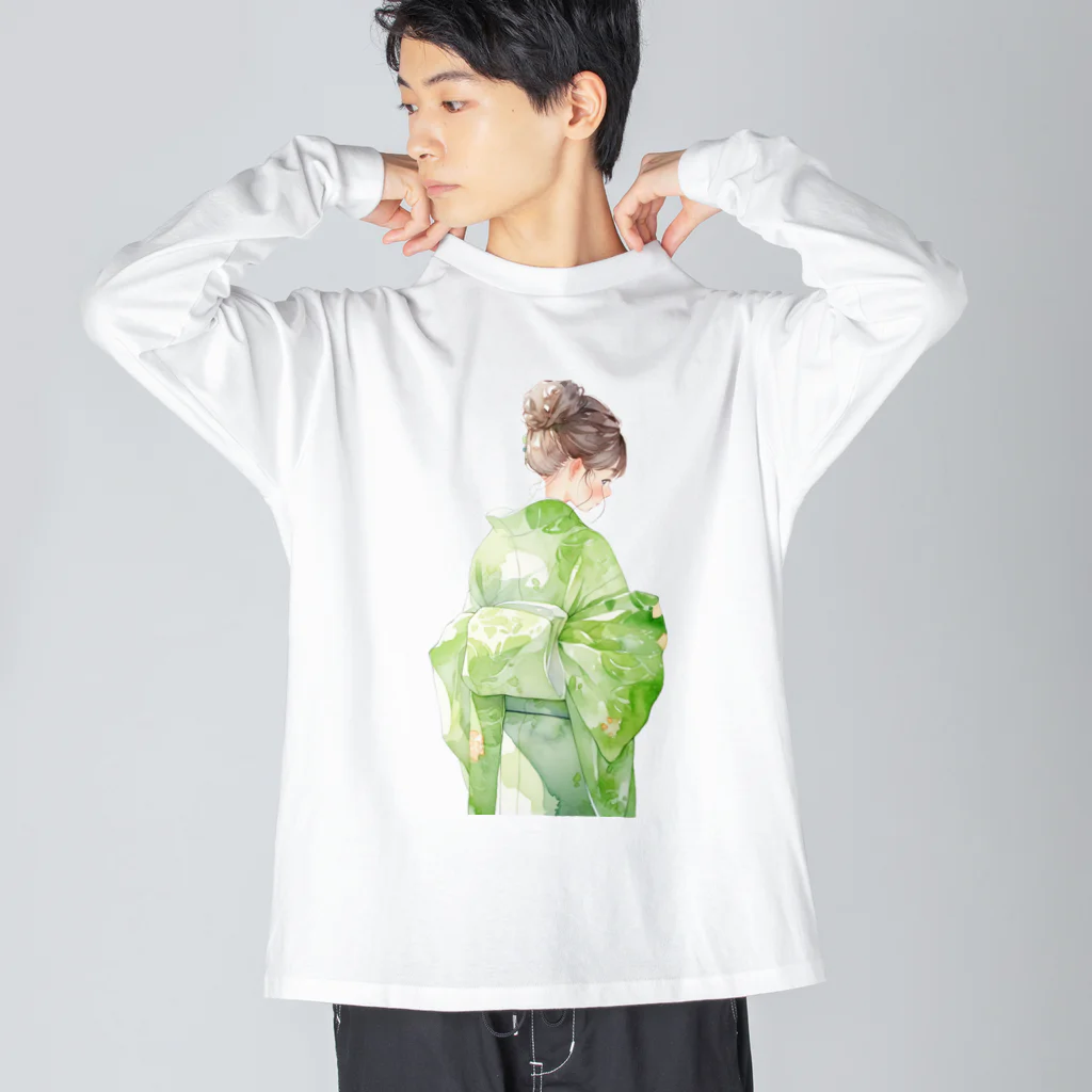 ききものやの緑の着物の女性 Big Long Sleeve T-Shirt