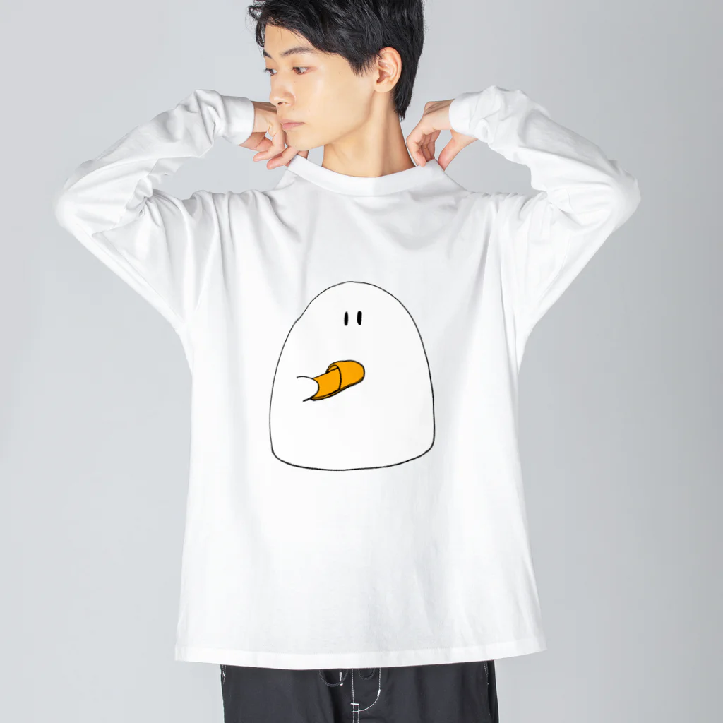 はんぺん屋のスリッパを片方隠すいたずらおばけくん ビッグシルエットロングスリーブTシャツ