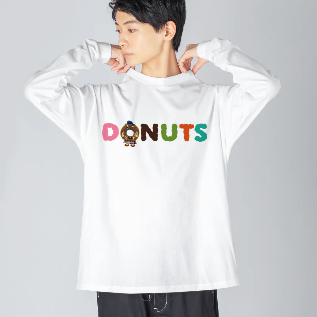 Drecome_Designのドーナッツ ロゴ x キャラメルウォールナッツ Big Long Sleeve T-Shirt